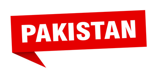 Pakistan sticker. Red Pakistan signpost pointer sign