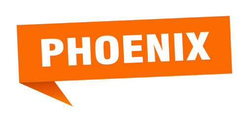 Phoenix sticker. Orange Phoenix signpost pointer sign
