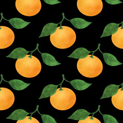 Mandarins Citrus Watercolor Seamless Pattern Fruits Digital Paper Food Illustration Botanical Tropical Fruits