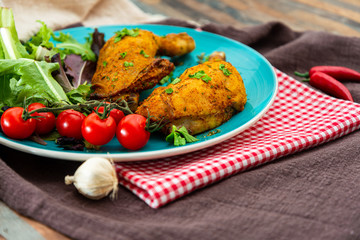 Chicken legs seasoned with curry