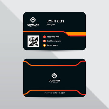 Modern business card design template. Orange color element rounded arrow, clean composition design.