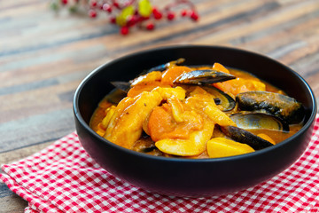 bowl of Mediterranean french fish soup Bouillabaisse