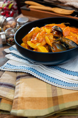 bowl of Mediterranean french fish soup Bouillabaisse
