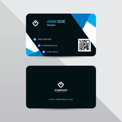Modern business card design template. Blue color element rounded arrow, clean composition design.