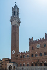 Fototapeta premium Campo square and the Campanile, Torre del Mangia in Siena