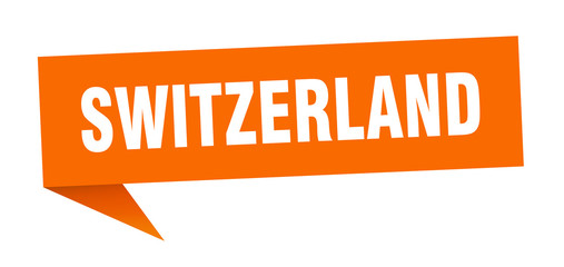 Switzerland sticker. Orange Switzerland signpost pointer sign