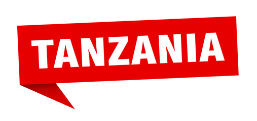 Tanzania sticker. Red Tanzania signpost pointer sign