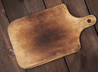 old empty wooden rectangular cutting board, top view
