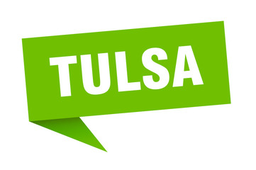 Tulsa sticker. Green Tulsa signpost pointer sign