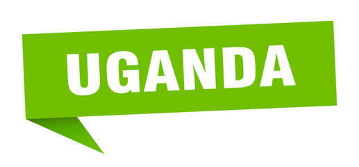 Uganda sticker. Green Uganda signpost pointer sign