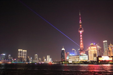 Pudong night view from the Bund in Shanghai, China