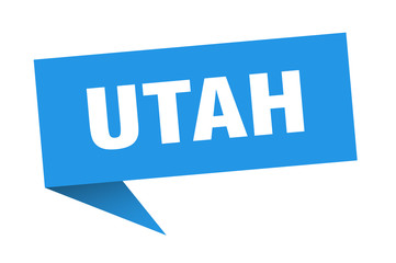 Utah sticker. Blue Utah signpost pointer sign