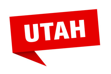 Fototapeta premium Utah sticker. Red Utah signpost pointer sign