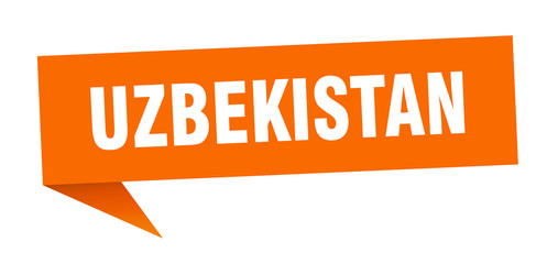 Uzbekistan sticker. Orange Uzbekistan signpost pointer sign