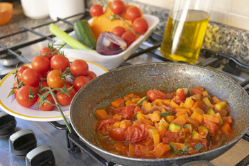 preparing vegetable ragout