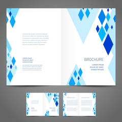 Brochure design template - booklet vector geometric abstract rhombus blue