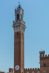 Fototapeta premium Campo square and the Campanile, Torre del Mangia in Siena