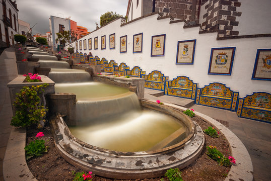 Cascaded artificial waterfall in Firgas