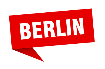 Berlin sticker. Red Berlin signpost pointer sign