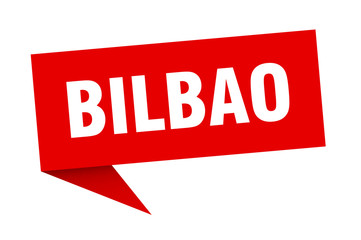 Bilbao sticker. Red Bilbao signpost pointer sign