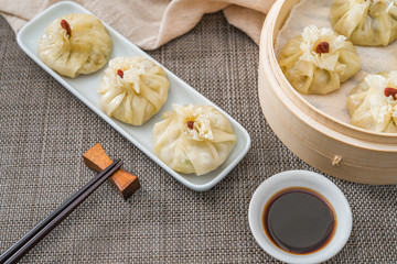 Specialty food of steamed mutton dumplings in  Hohhot, Inner Mongolia, China