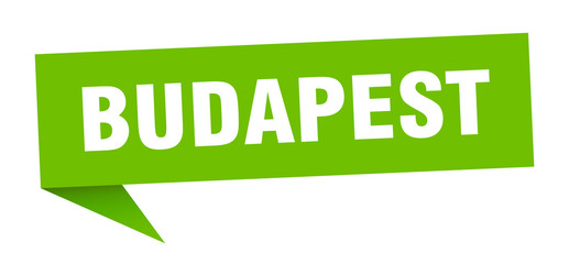 Budapest sticker. Green Budapest signpost pointer sign