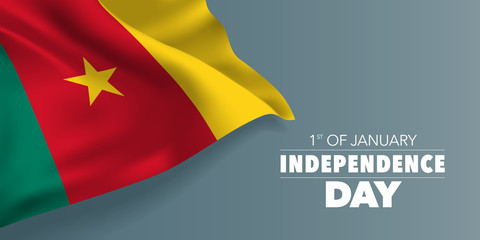 Cameroon independence day greeting card, banner with template text vector illustration
