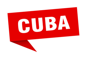 Cuba sticker. Red Cuba signpost pointer sign