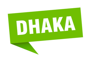 Dhaka sticker. Green Dhaka signpost pointer sign
