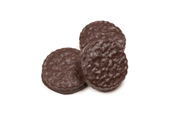 Chocolate cookies isolated on white.