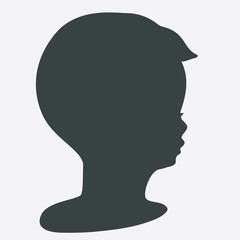 Black silhouette of baby profile, vector shape, hair