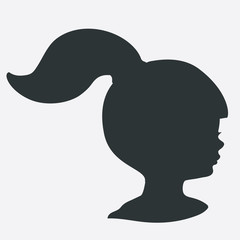 Black silhouette of baby profile, vector shape, hair