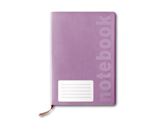 purple notebook or diary isolated on white background