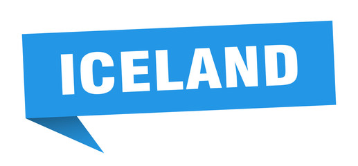 Iceland sticker. Blue Iceland signpost pointer sign