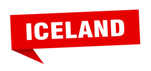 Iceland sticker. Red Iceland signpost pointer sign