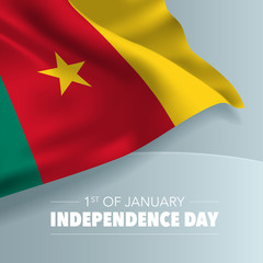 Cameroon independence day greeting card, banner, vector illustration