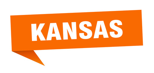 Kansas sticker. Orange Kansas signpost pointer sign