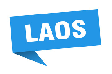 Laos sticker. Blue Laos signpost pointer sign