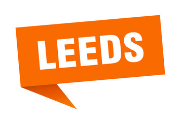 Leeds sticker. Orange Leeds signpost pointer sign