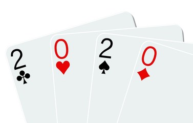 2020 playing cards on a white background