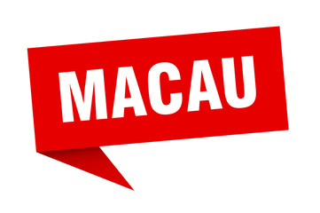 Macau sticker. Red Macau signpost pointer sign