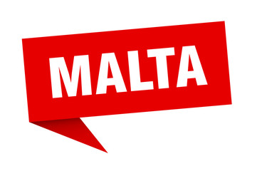 Malta sticker. Red Malta signpost pointer sign