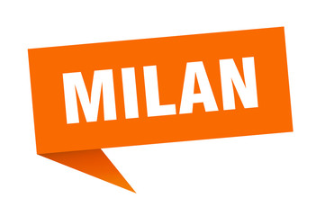 Milan sticker. Orange Milan signpost pointer sign