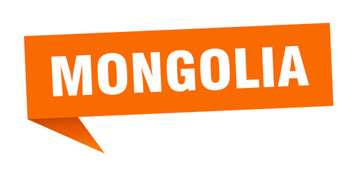 Mongolia sticker. Orange Mongolia signpost pointer sign