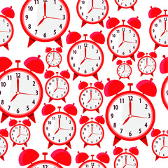 Repeat pattern with many clockm vector flat cartoon illustration