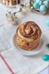 Easter cake and painted eggs