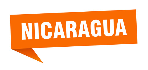 Nicaragua sticker. Orange Nicaragua signpost pointer sign