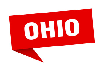 Ohio sticker. Red Ohio signpost pointer sign