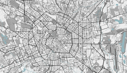 Fototapeta na wymiar Detailed map of Milan, Italy