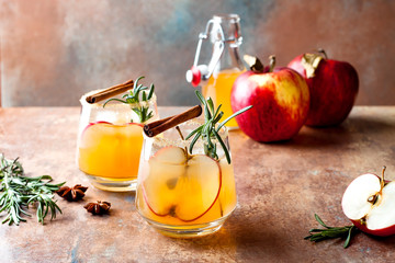 Smoky apple cider margarita fall cocktail with cinnamon, rosemary and star anise